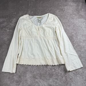Ivory Long Sleeve Boho Blouse Size 14 Large Stamp 10 Bohemian Romantic Babydoll